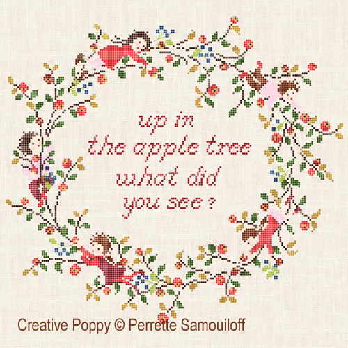 Up in the apple tree (What did you see?) - cross stitch pattern - by Perrette Samouiloff