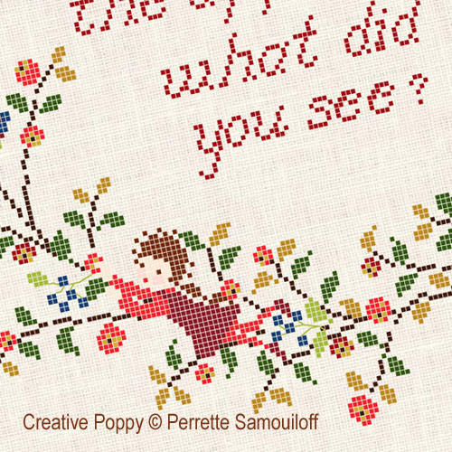 Up in the apple tree (What did you see?) - cross stitch pattern - by Perrette Samouiloff (zoom 3)