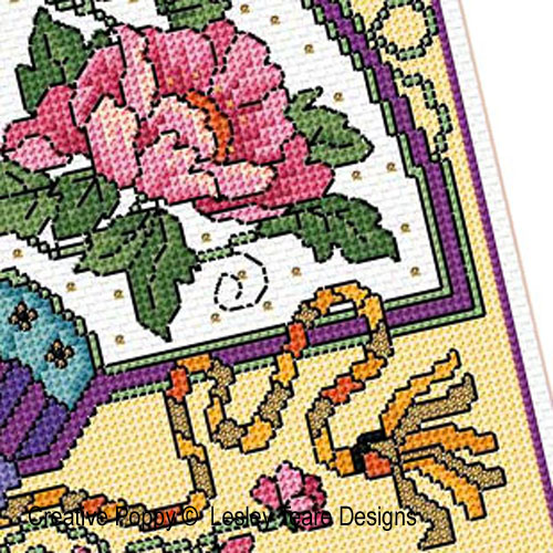 Lesley Teare Designs - Glorious Peacock fan zoom 3 (cross stitch chart)