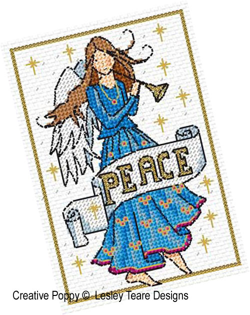 Lesley Teare Designs - Christmas Angel cards zoom 3 (cross stitch chart)