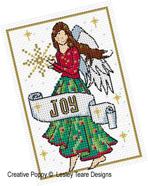 Lesley Teare Designs - Christmas Angel cards zoom 4 (cross stitch chart)