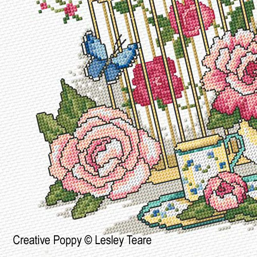 Lesley Teare Designs - Beautiful Bird Cage zoom 3 (cross stitch chart)