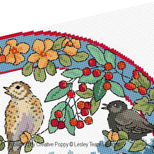 Lesley Teare Designs - Birds in Winter zoom 2 (cross stitch chart)