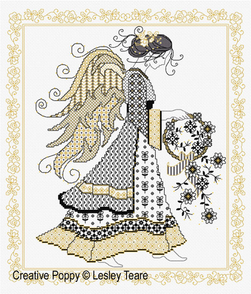 Lesley Teare Designs - Blackwork angel zoom 1 (Blackwork chart)
