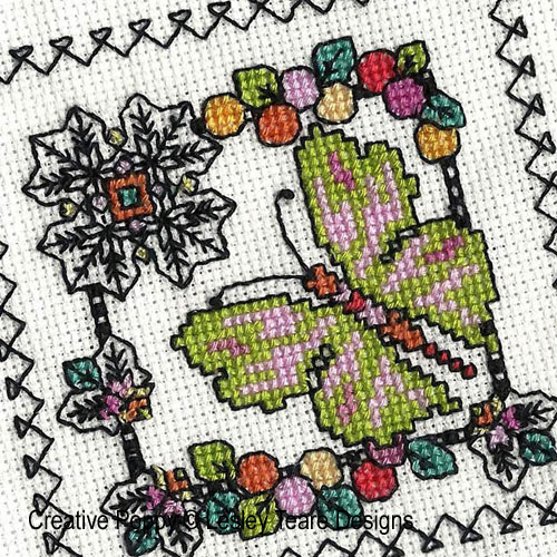 Lesley Teare Designs - Blackwork Butterfly cards zoom 4 (cross stitch chart)