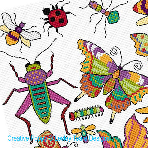 Lesley Teare Designs - Bugs & Butterflies zoom 1 (cross stitch chart)