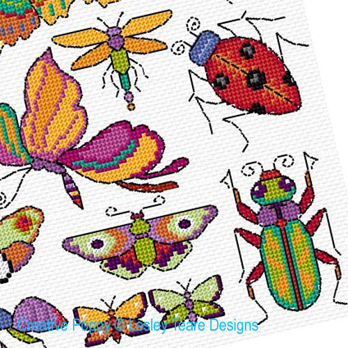 Lesley Teare Designs - Bugs & Butterflies zoom 4 (cross stitch chart)