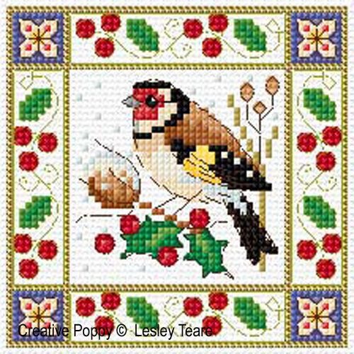 Lesley Teare Designs - Christmas Birds (cards) zoom 4 (cross stitch chart)
