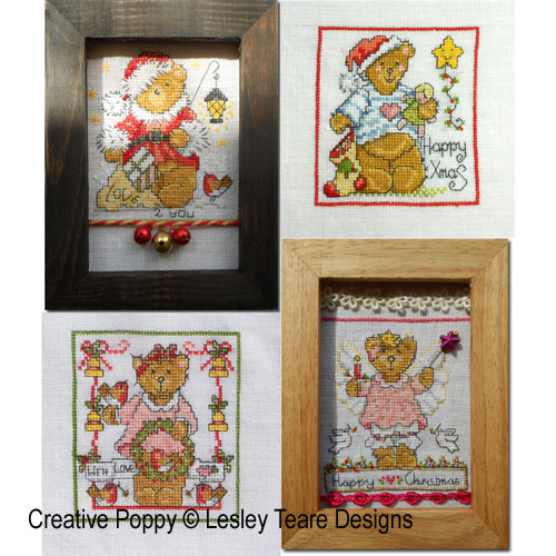 Lesley Teare Designs - Cute Christmas Teddy cards (cross stitch chart)