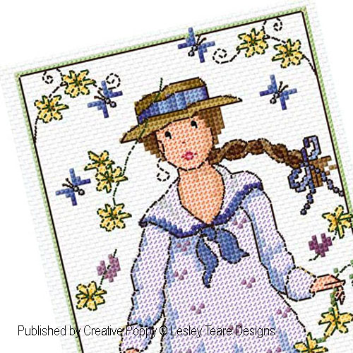 Daisy Girl cross stitch pattern by Lesley Teare Designs