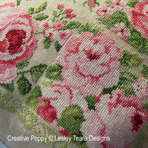 Lesley Teare Designs - Delightful Pink Roses zoom 2 (cross stitch chart)