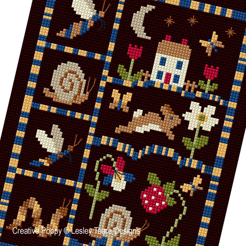 Simple Garden Sampler, cross stitch pattern by Lesley Teare