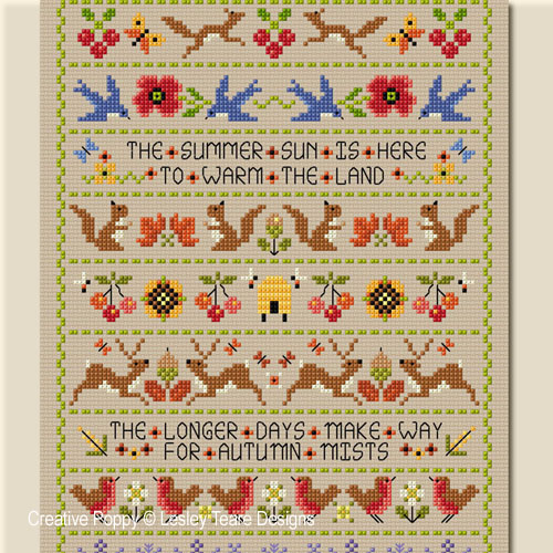All in a year Sampler, cross stitch pattern by Lesley Teare Designs (zoom)