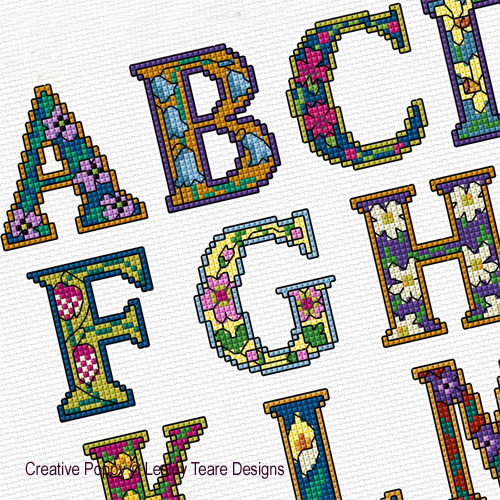 Lesley Teare Designs : Alphabet Illuminated initials (counted cross stitch pattern)(zoom)
