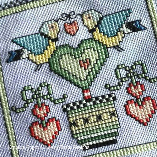 Birds Homes cross stitch pattern by Lesley Teare Designs, zoom 1