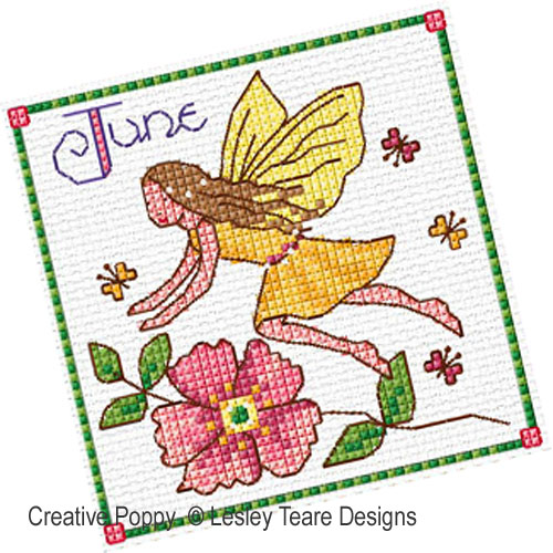 Monthly Birthday Fairies - May to August cross stitch pattern by Lesley Teare Designs, zoom 1