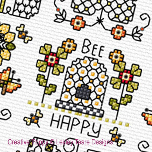 Blackwork Autumn Design cross stitch pattern by Lesley Teare Designs, zoom 1