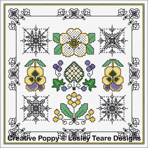Winter Blackwork Design cross stitch pattern by Lesley Teare Designs