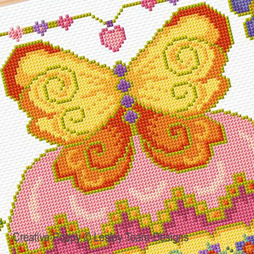 Butterfly Cupcake cross stitch pattern by Lesley Teare Designs, zoom 1