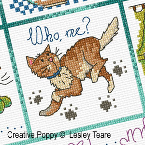 Cats in Trouble cross stitch pattern by Lesley Teare Designs, zoom 1