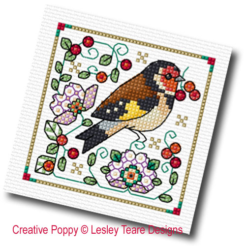 Lesley Teare Designs - Christmas Bird Cards, zoom 3 (Cross stitch chart)