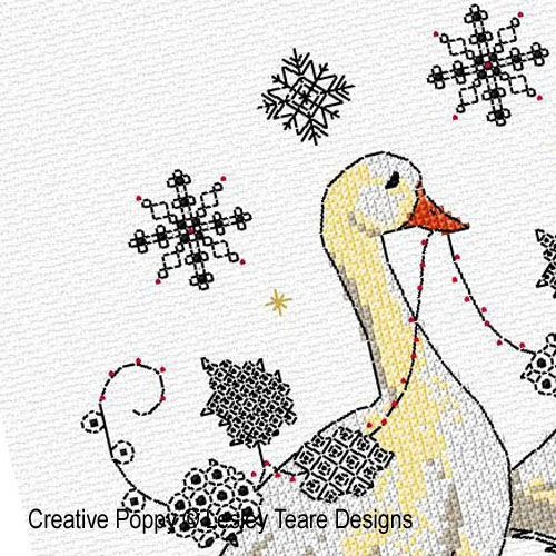 Lesley Teare Designs - Christmas Geese, zoom 3 (Cross stitch chart)