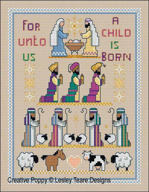 Lesley Teare Designs - Unto us a Child is born (cross stitch chart )