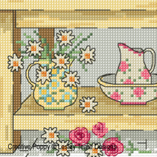 Lesley Teare Designs - Country Kitchen Dresser, zoom 3 (Cross stitch chart)