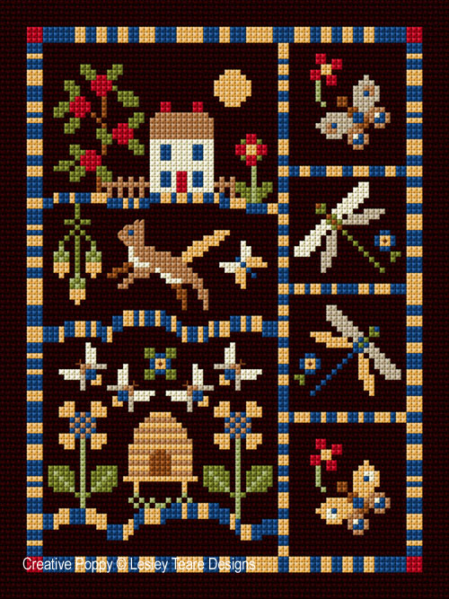 Simple Country Sampler, cross stitch pattern, by Lesley Teare