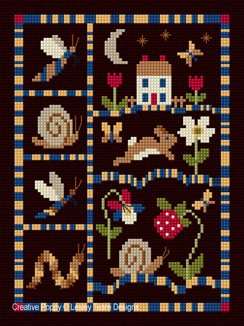 Simple Garden Sampler, cross stitch pattern, by Lesley Teare
