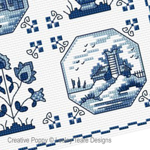 Lesley Teare Designs - Delft Tiles zoom 3 (cross stitch chart)