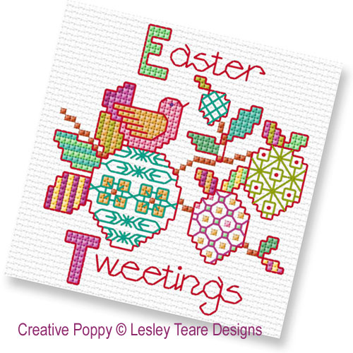 Lesley Teare Designs - Easter Egg cards, zoom 2 (Cross stitch chart)
