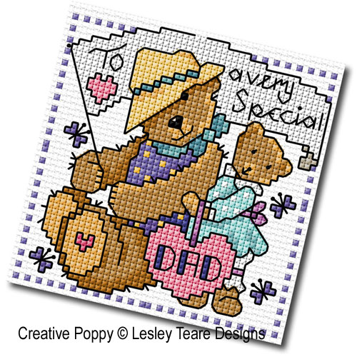 Lesley Teare Designs - Father's Day Teddy card 4 (cross stitch chart )