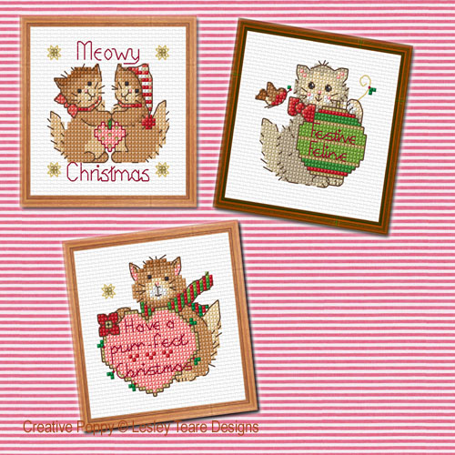 Festive Cats (6 Christmas motifs) cross stitch pattern by Lesley Teare Designs, zoom 1