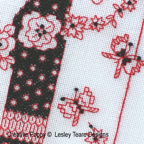 Lesley Teare Designs - Floral Blackwork Lady zoom 2