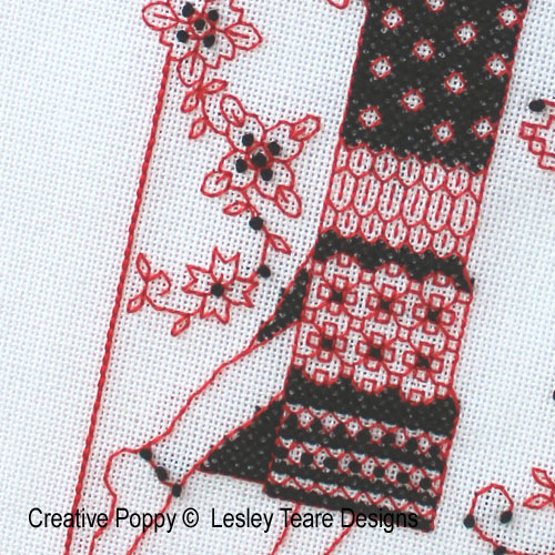 Lesley Teare Designs - Floral Blackwork Lady zoom 3
