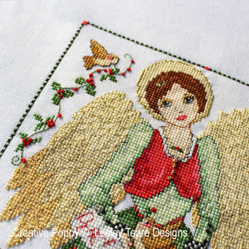 Folk Art Angel cross stitch pattern by Lesley Teare Designs, zoom 1