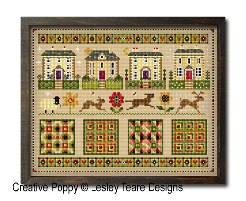 Georgian Garden sampler cross stitch pattern by Lesley Teare Designs
