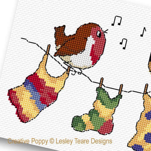 Lesley Teare Designs - Happy Bird Day (+ Birthday ABC), zoom 2 (Cross stitch chart)