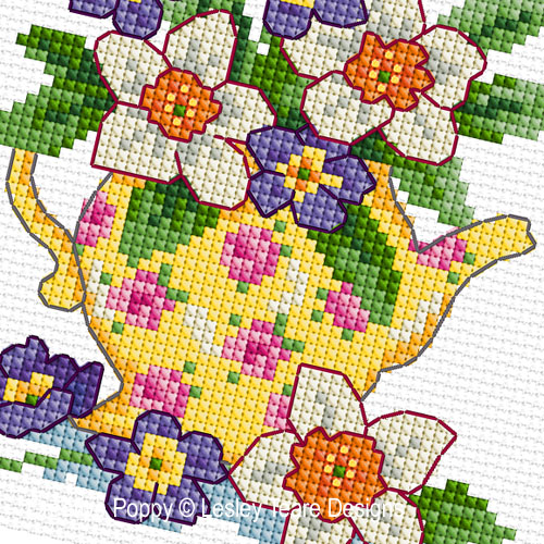 March Flowers cross stitch pattern by Lesley Teare Designs, zoom 1
