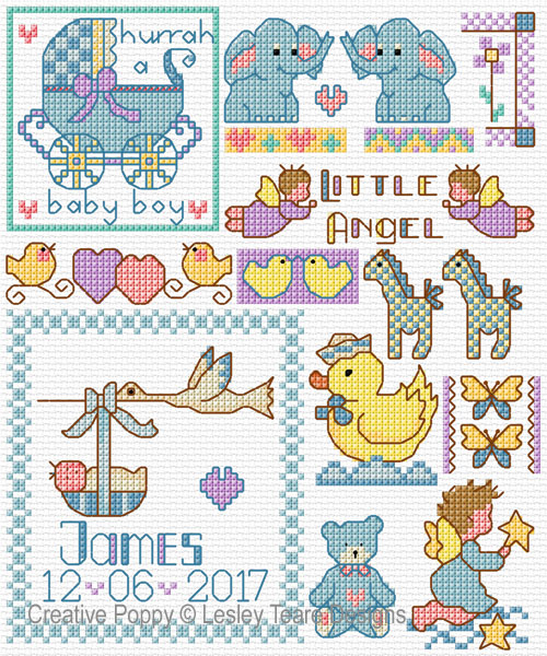 Lesley Teare Designs : Motifs for Baby Gifts (cross stitch pattern)