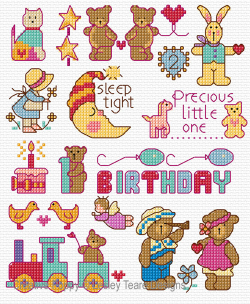 <b>Motifs for Little ones</b><br>cross stitch pattern<br>by <b>Lesley Teare Designs</b>