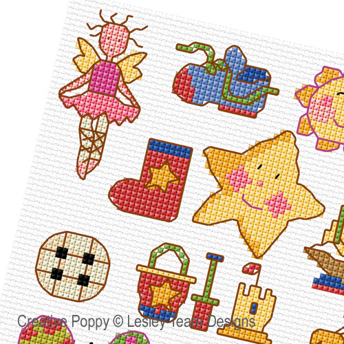 Lesley Teare Designs - Motifs for Tiny toddlers zoom 3 (cross stitch chart)