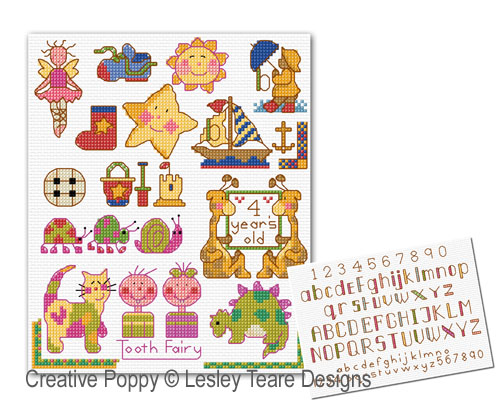 Lesley Teare Designs - Motifs for Tiny toddlers zoom 5 (cross stitch chart)