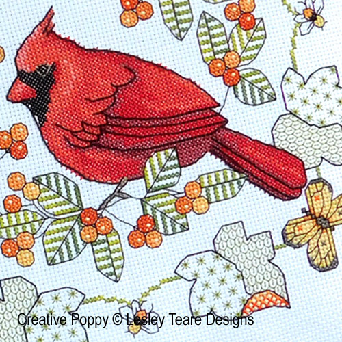Lesley Teare Designs - Northern Cardinal in Autumn zoom 3