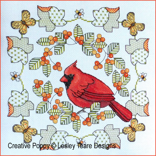 Lesley Teare Designs - Northern Cardinal in Autumn zoom 4