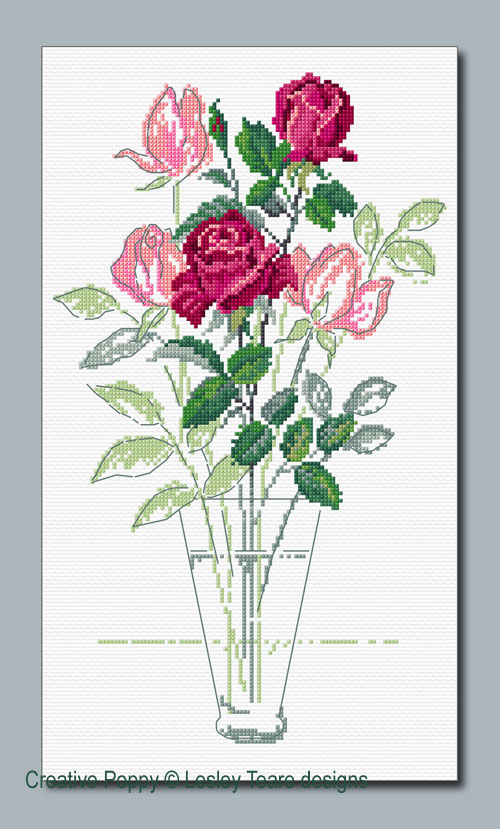 Delicate Roses cross stitch pattern by Lesley Teare Designs