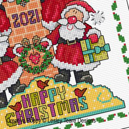Lesley Teare Designs - Santa Delight, zoom 2 (Cross stitch chart)