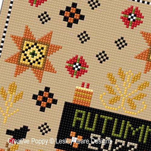 Lesley Teare Designs - Seasonal Sampler Autumn, zoom 2 (Cross stitch chart)