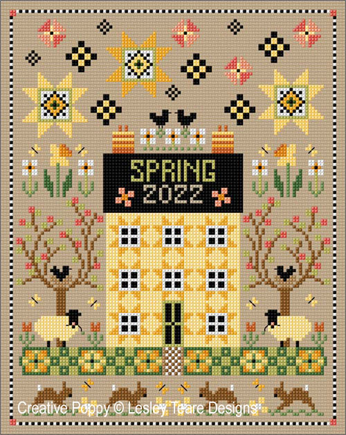 Seasonal Sampler Spring cross stitch pattern by Lesley Teare designs